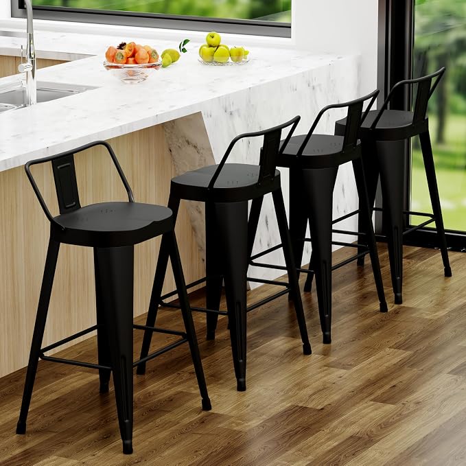 ALISH 26 Inch Bar Stools Set of 4, Industrial Metal Barstools Farmhouse Bar - Image 7