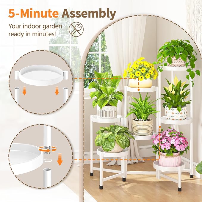 LASZOLA 7 Tiered Folding Tall Plant Stand Indoor - Image 5