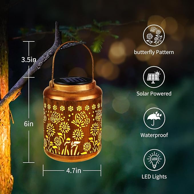 Brizled Butterfly Solar Lantern Lights 2 Pack, Warm White Christmas/Birthday - Image 7