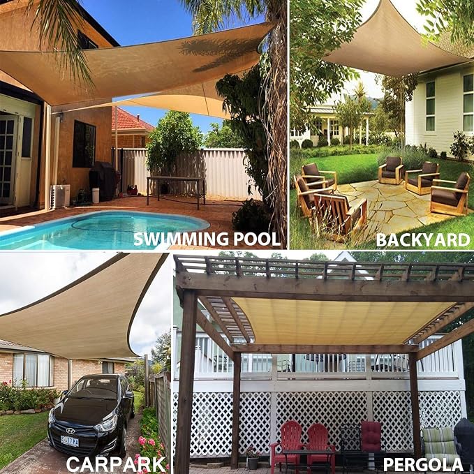 FLY HAWK Rectangle Patio Sun Shade Sail Canopy - Image 4