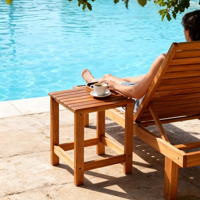 Utoplike Teak Outdoor Side Table - Image 5