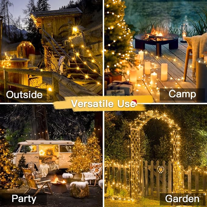 SUDDUS 2 Pack Total 66ft 200 Led Solar Fairy Lights Outdoor Waterproof - Image 2