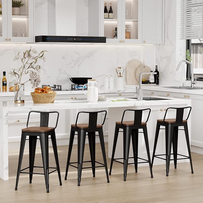 Changjie Furniture 26 Inch Bar Stools Set of 4 Industrial Metal Barstools - Image 6
