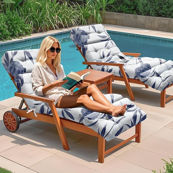 Outdoor Chaise Lounge Chair Cushion 75.1 x 22.8 x 4.7 Inches 100% Waterproof - Image 6