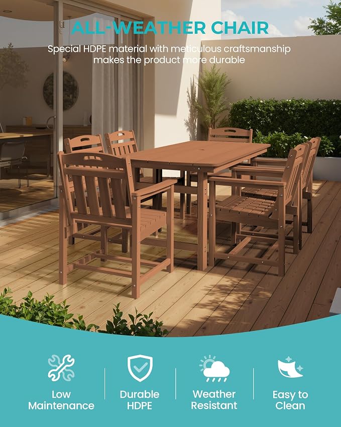 Outdoor Rectangle Dining Table, Heavy-Duty HDPE Table - Image 4