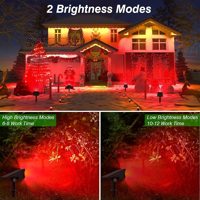 Red Solar Spot Lights Outdoor, 20 LED Waterproof IP65 Solar Landscape Light - Image 2