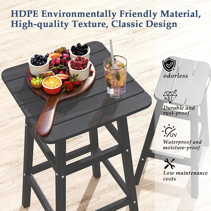 Bar Height Chairs Set of 2, HDPE Bar Height Outdoor Chairs, Weather Resistance - Image 4