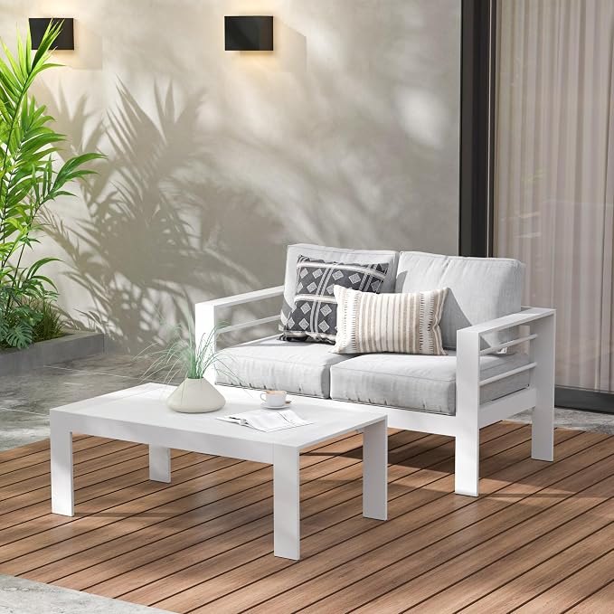 Wisteria Lane Aluminum Outdoor Furniture Patio Coffee Table, All-Weather - Image 3