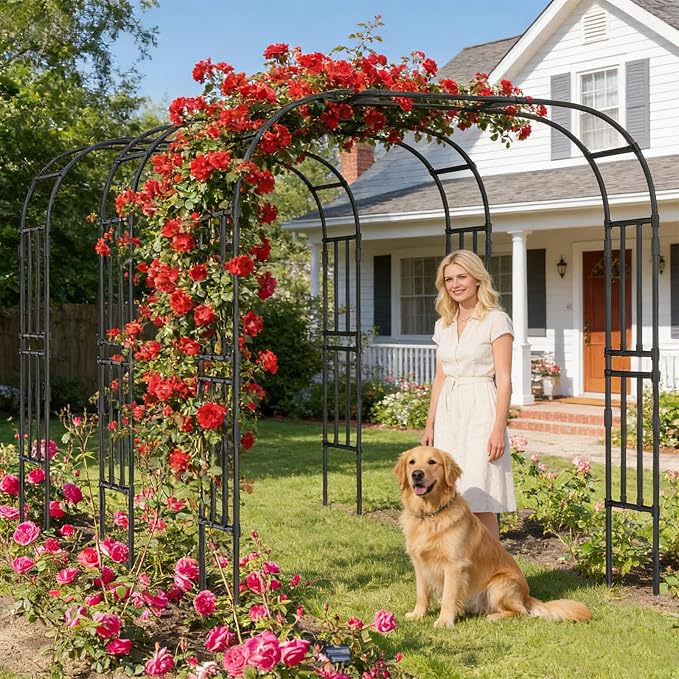 Tall Garden Arch Trellis for Climbing Plants, 87in Tall Metal Plant Support - Image 5