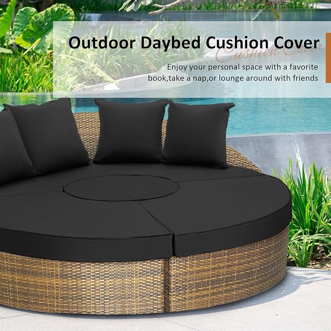 Patelai 66" Outdoor Daybed Cushion Cover Round Replacement - Image 6