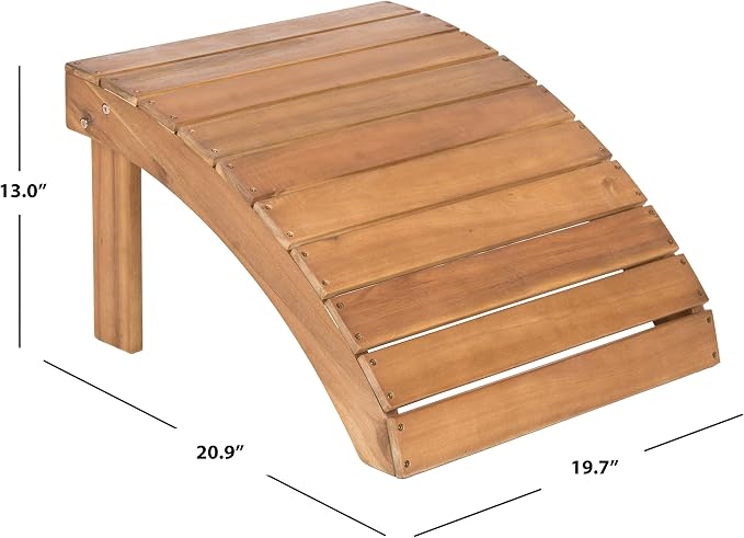 Safavieh Patio Collection Hampton Adirondack Acacia Wood Ottoman - Image 6