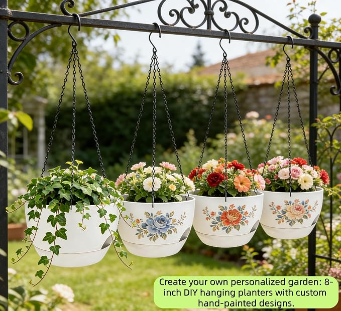 Set of 2-8 Inch Self Watering Hanging Planters - Image 4