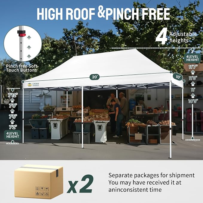 CROWN SHADES 10x20 Pop Up Canopy Tent - Image 2