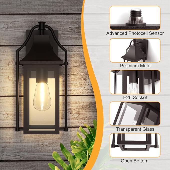 Dusk to Dawn Outdoor Wall Light, Waterproof Wall Sconces, Exterior Wall Mount - Image 7