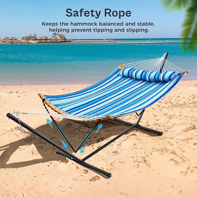 SUPERJARE Hammock with Stand, 2 Person Heavy Duty Hammock with Padded Cotton - Image 5
