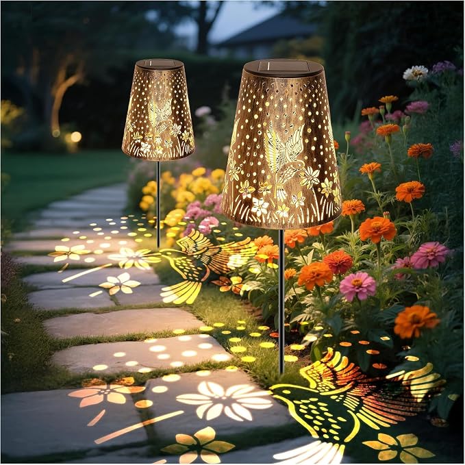 Solar Pathway Lights Outdoor, LED Bright Metal Retro Waterproof, Outside by MMHFSolarLightsOutdoor