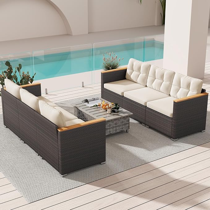 Tangkula 3-Seat Patio Wicker Couch Sofa, Outdoor 3 Seater Rattan Furniture Set - Image 5