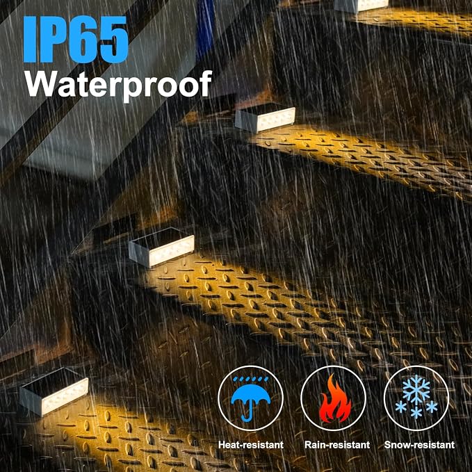 T-SUN Solar Step Light 3000K Solar Stair Lights Outdoor Waterproof LED Step - Image 5
