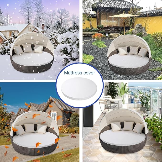 MICTONY Outdoor Daybed Cushion Cover, Sun Bed Cushion Cover, Outdoor Round Bed - Image 9