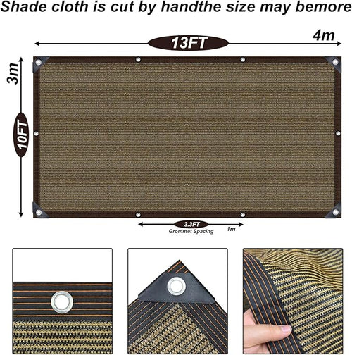10x13ft Shade Cloth with Grommets, 90% Sun Shade Cloth, Coffee Brown, Outdoor - Image 2