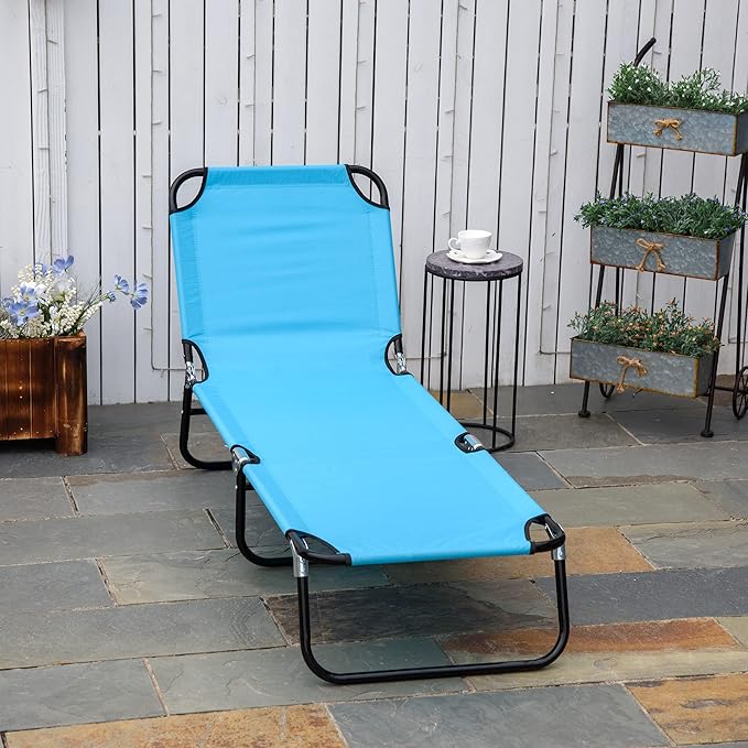 Outsunny Folding Chaise Lounge Pool Chairs, Outdoor Sun Tanning Chairs - Image 2