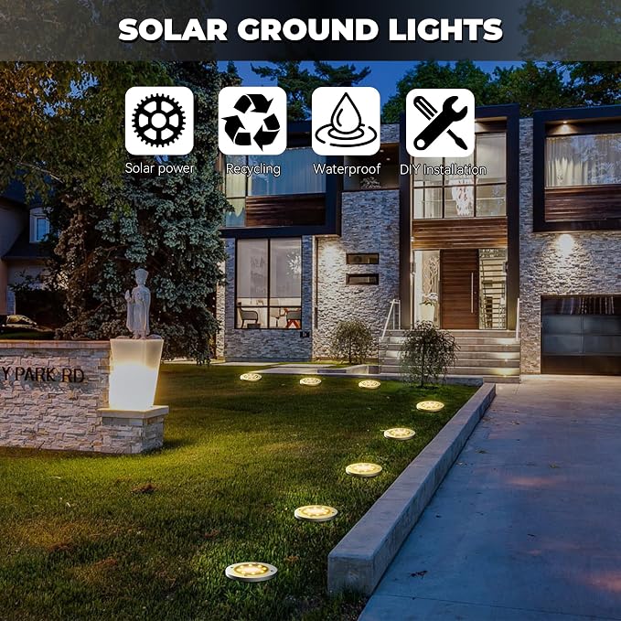 Solar Lights Outdoor Waterproof 12Pack, Solar Garden Lights Pathway Light - Image 3