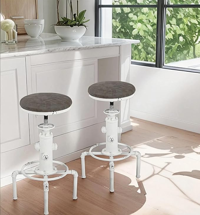 Topower Antique Vintage Industrial Barstool PU Leather Water Pipe Fire Hydrant by Topower