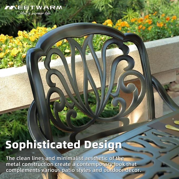 MEETWARM 2 Piece Outdoor Patio Swivel Bar Stools, All-Weather Cast Aluminum Bar - Image 8