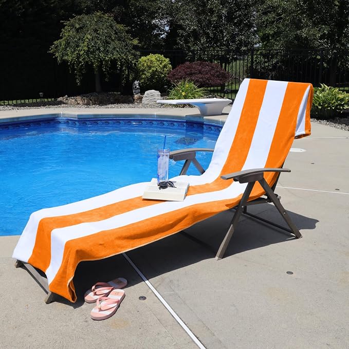 Superior Cabana Cotton Lounge Chair Cover, Outdoor Towel/Chaise Furniture Covers - Image 2