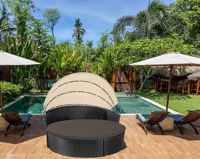 Outdoor Weatherproof Sunproof Waterproof Round Bed Cover, - Image 6