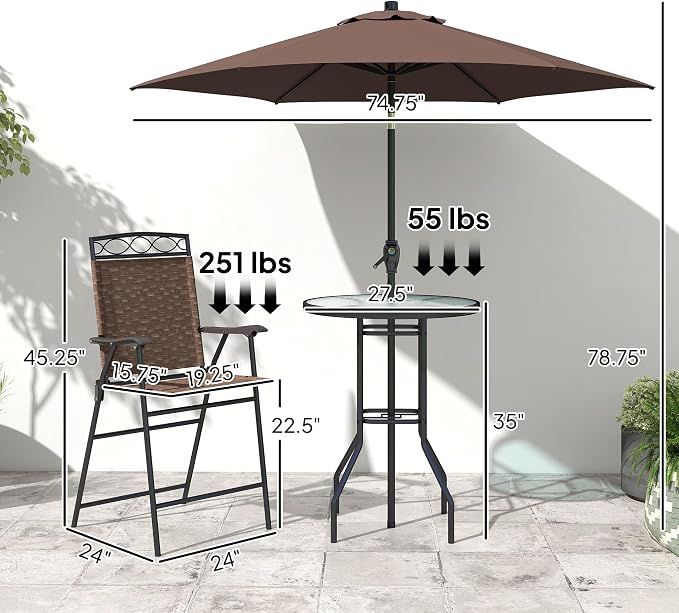 Outsunny 4 Piece Outdoor Bar Set - Image 7