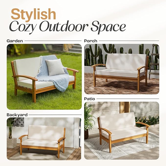 Idzo Laurent 800lbs Capacity Acacia Outdoor Loveseat, FSC Certified 2 Seater - Image 6