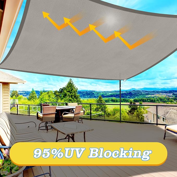 HappyTrends Sun Shade Sail, Heavy Duty UV Protection Beach Shade Canopy Wind - Image 3