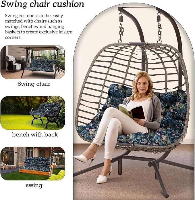 Outside Benches Cushion with Backrest, Thicken Waterproof Swing Cushions 2/3 - Image 2