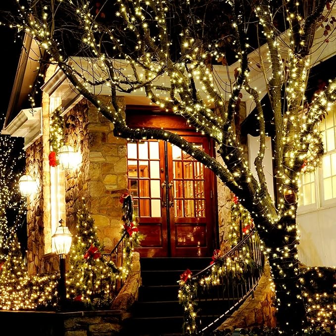 Solar String Lights for Outside, 2 Pack 200 Led Solar Christmas Lights Outdoor - Image 7
