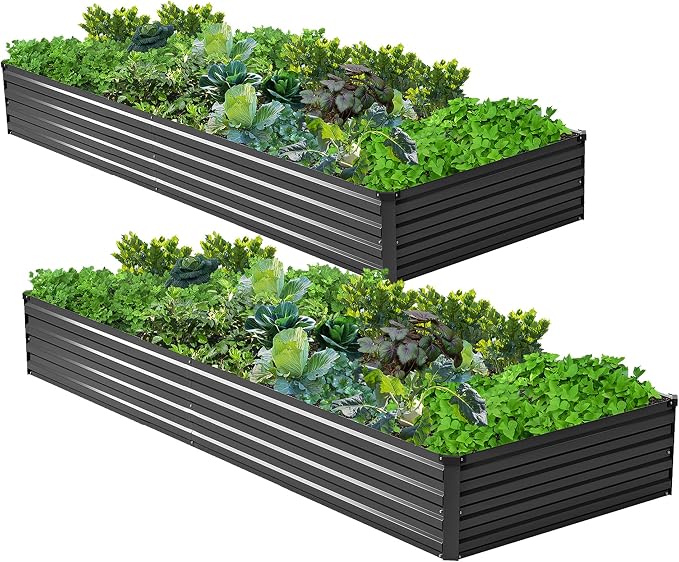 2PCS 7x3x1ft Galvanized Raised Garden Bed Kit, Metal Planter Box by Henshwon
