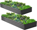 2PCS 8x4x1ft Galvanized Raised Garden Bed Kit, Metal Planter Box by Henshwon