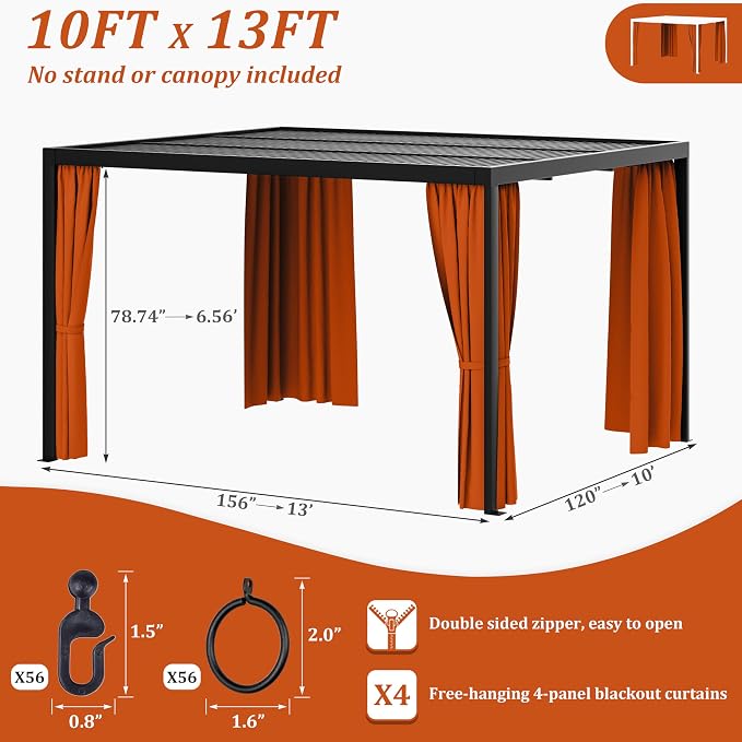 Gazebo Universal Replacement Privacy Curtain, 4-Panels Sidewall Curtains - Image 2