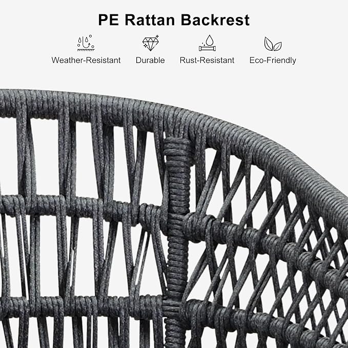 PURPLE LEAF Outdoor Rattan 29" Bar Stools Set of 4, Modern Boho Aluminum Patio - Image 5