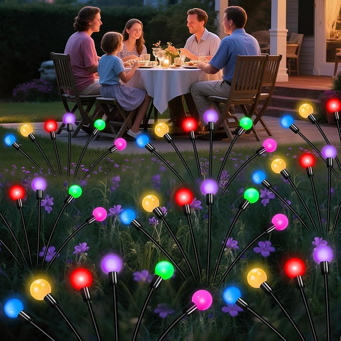 Solar Garden Lights Outdoor Decor, 24 LEDs Solar Firefly Light, 4 Pack 6 Heads - Image 2