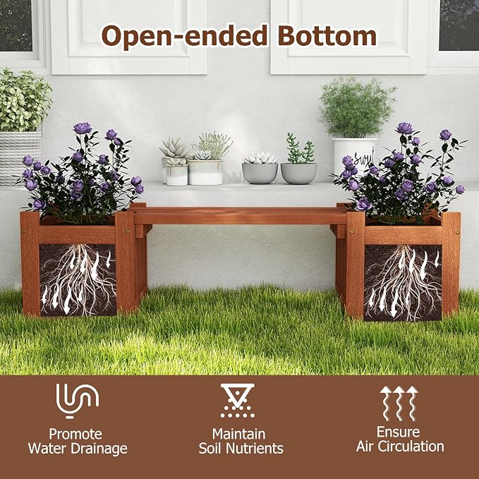 Giantex 2-in-1 Outdoor Bench - Image 7