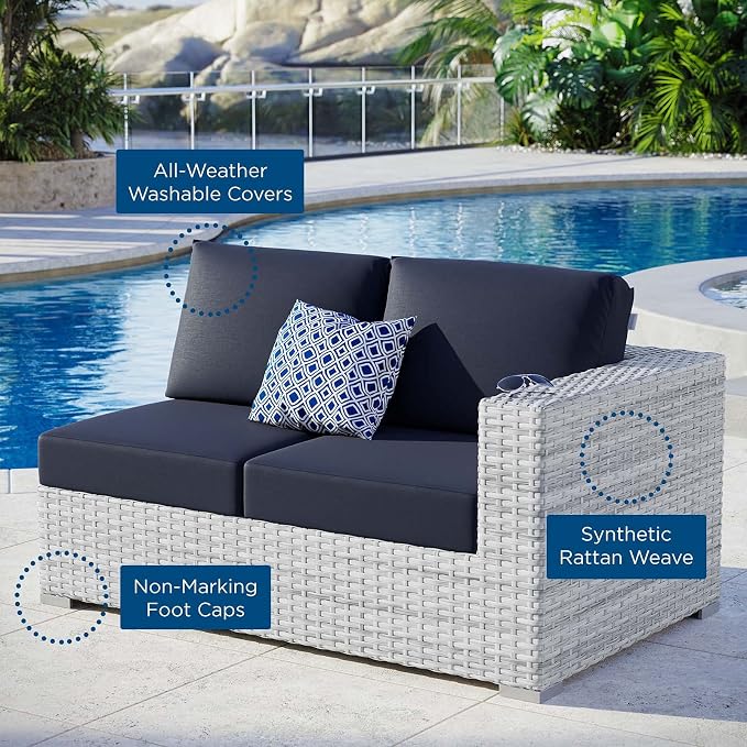Modway EEI-4302-LGR-NAV Right-Arm Loveseat, Light Gray Navy - Image 7