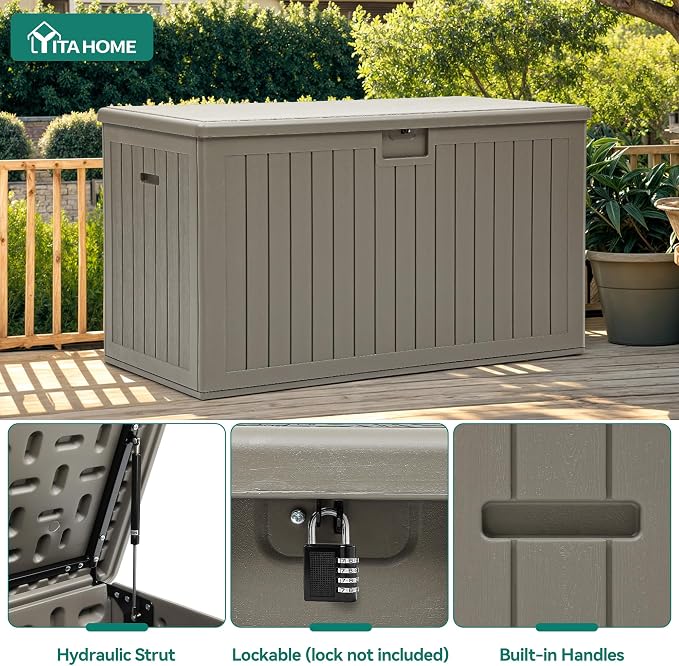YITAHOME 220 Gallon Extra Large Deck Box, Double-Wall Resin Outdoor Storage Box - Image 4