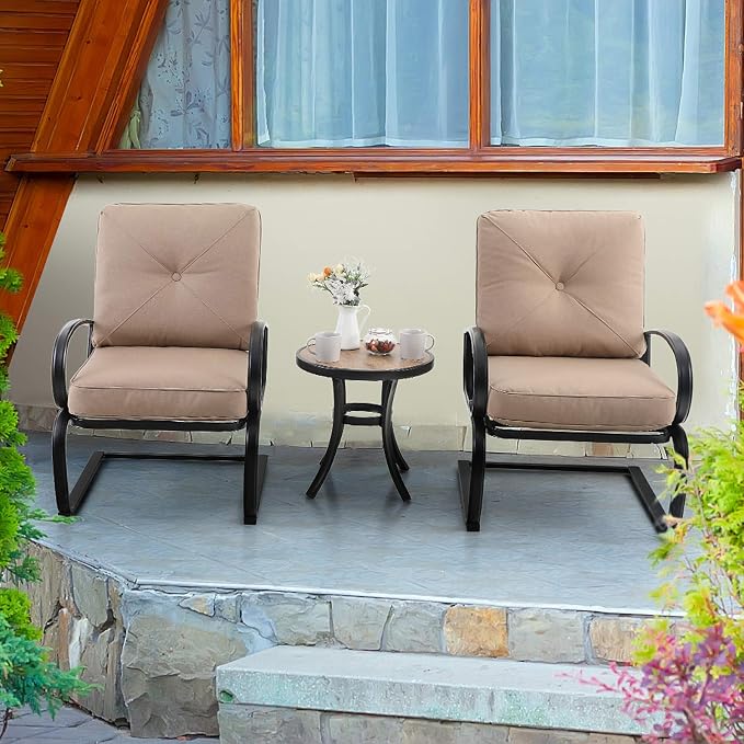 PHI VILLA Outdoor Round Side Table, All Weather Coffee Bistro Table - Image 5