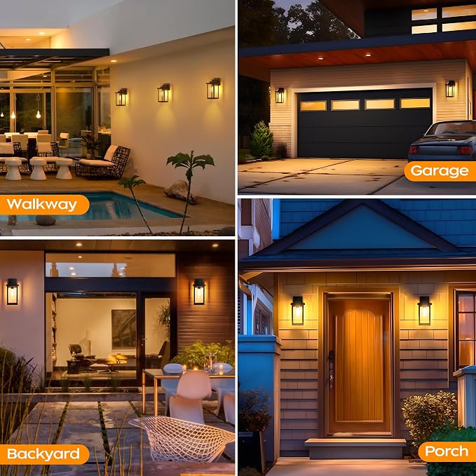 WIHTU Outdoor Porch Lights Fixtures Wall Mount, Dusk to Dawn Outdoor Lighting - Image 7