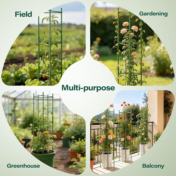 Halatool 63 Inch Tomato Cages, 4 Pack Adiustable Plant Cages Assembled Tomato - Image 8