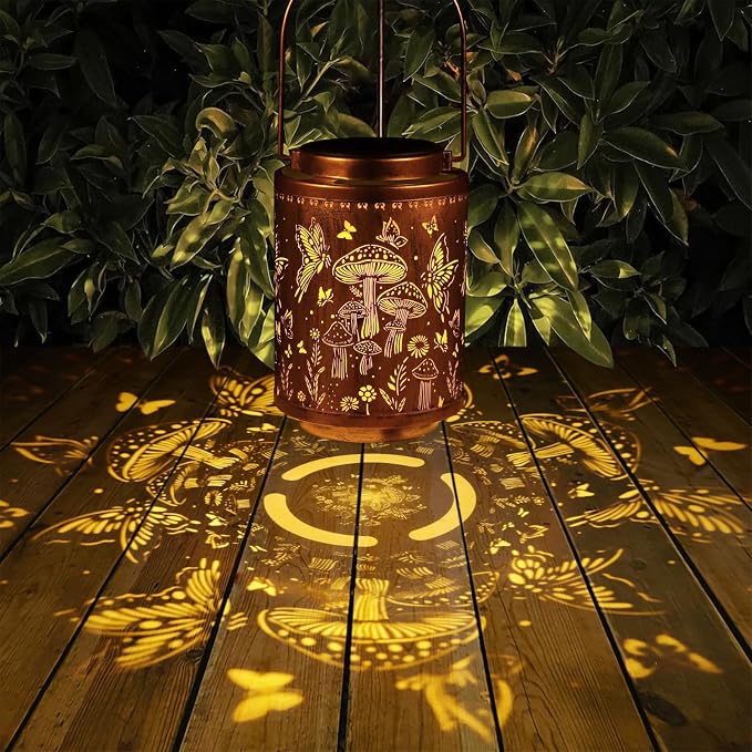Solar Lanterns Outdoor Waterproof Mushroom Butterfly Garden Decor Gifts - Image 3