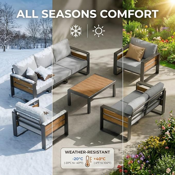 ZANDOR Outdoor Patio Conversation Sets, 4-Piece Aluminum Metal Outside - Image 9
