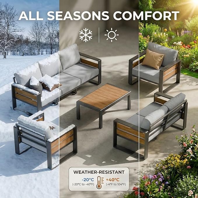 ZANDOR Aluminum Outdoor Patio Furniture Set, 4-Piece Metal Modern Outside - Image 9