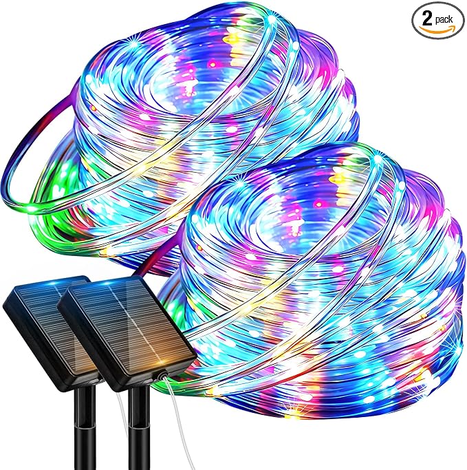 btfarm 2 Pack Solar Rope Lights Outdoor, 120LED 46FT Solar String Lights by btfarmdecorativelighting